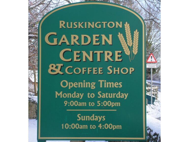 The sign on entry to the garden centre